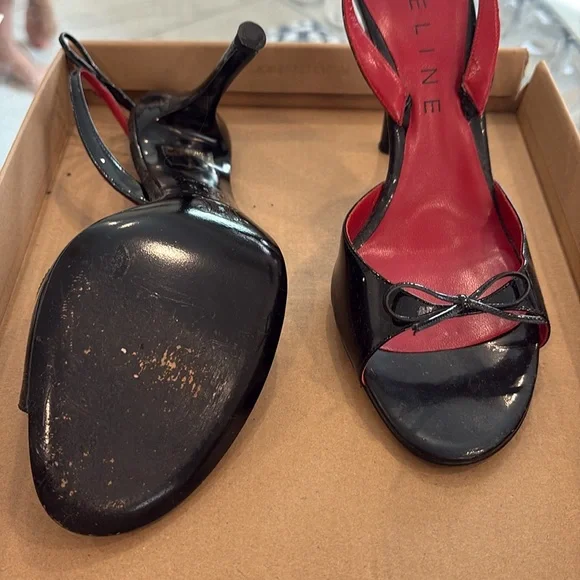 Celine Black and Red Bow Heels - Picture 2 of 2